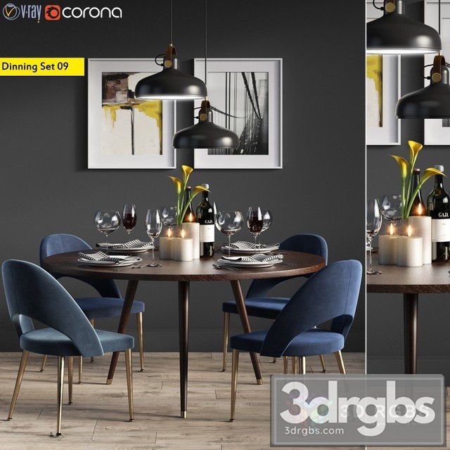 Dinning Set 09 3dsmax Download - thumbnail 1