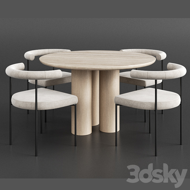 Dinning set 1 3DS Max - thumbnail 2