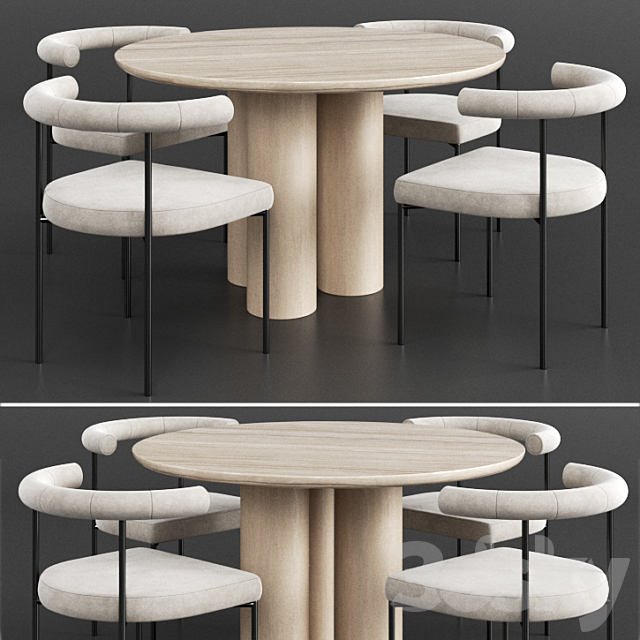 Dinning set 1 3DS Max Model - thumbnail 1