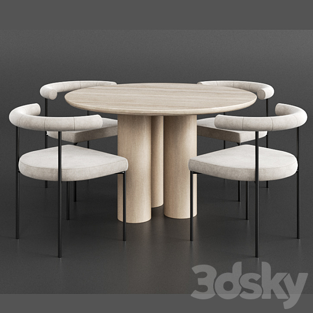 Dinning set 1 3DS Max Model - thumbnail 2