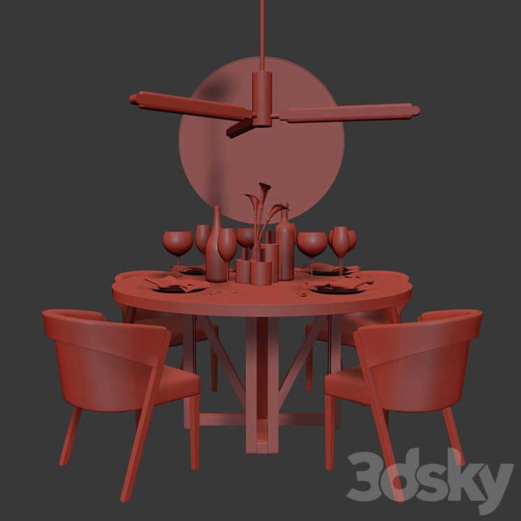 Dinning Set 10 3DS Max - thumbnail 2