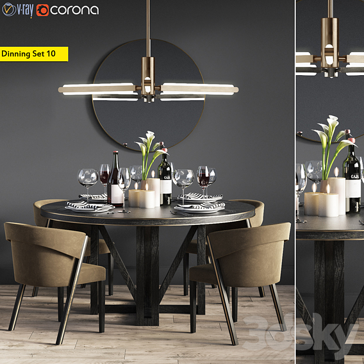 Dinning Set 10 3DS Max - thumbnail 1