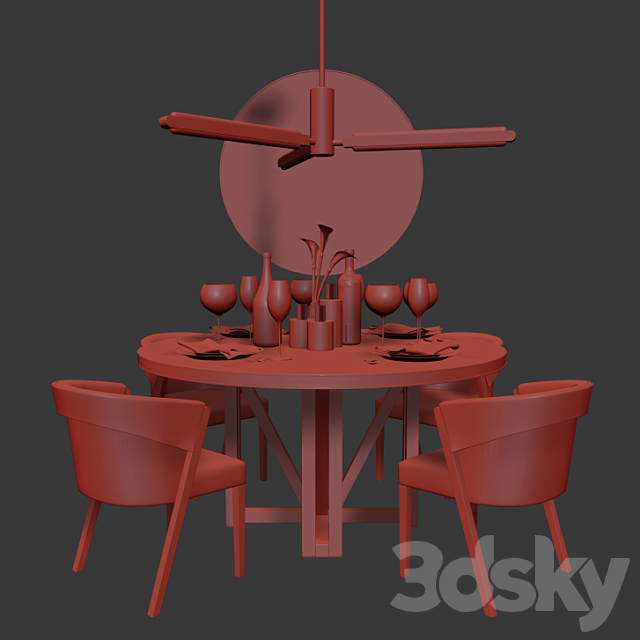 Dinning Set 10 3DSMax File - thumbnail 2