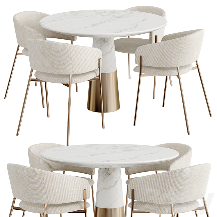 Dinning Set 101 3DS Max Model - thumbnail 1