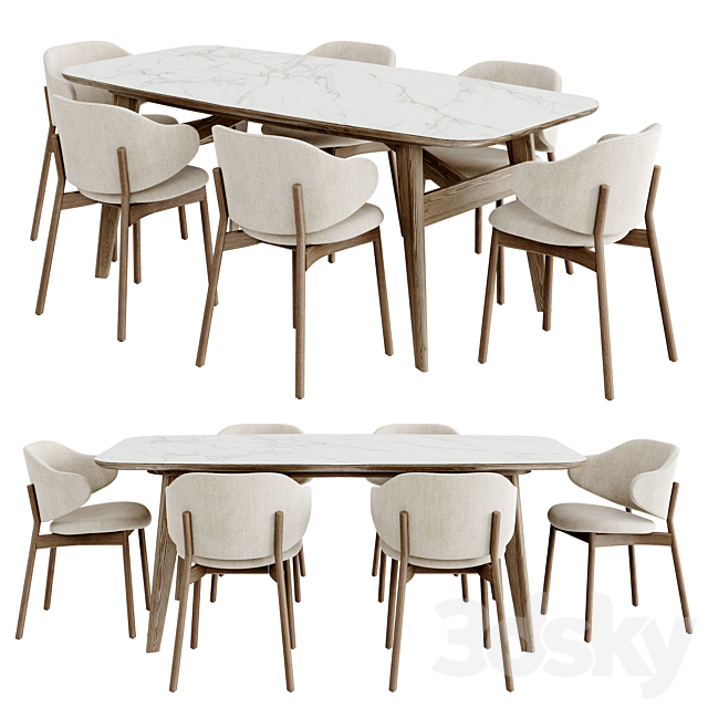 Dinning Set 108 3DS Max Model - thumbnail 2