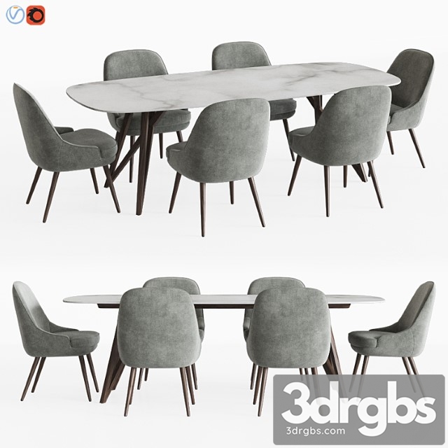 Dinning set 10_3 2 3dsmax Download - thumbnail 1