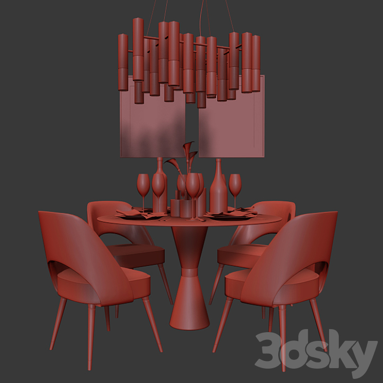 Dinning Set 11 3DS Max - thumbnail 2