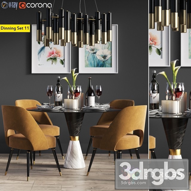 Dinning Set 11 3dsmax Download - thumbnail 1