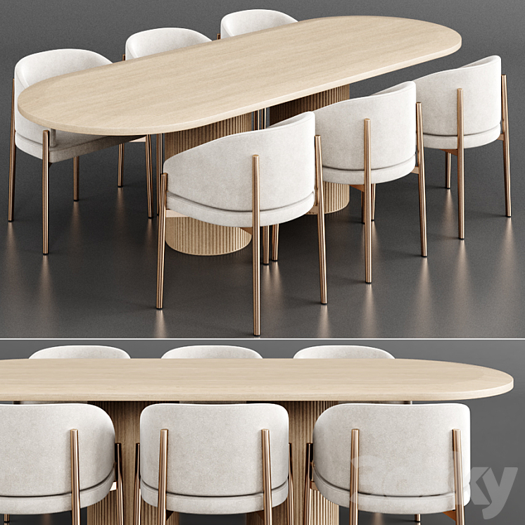 Dinning set 12 3DS Max - thumbnail 1