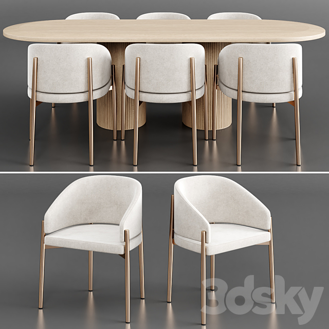 Dinning set 12 3DSMax File - thumbnail 2