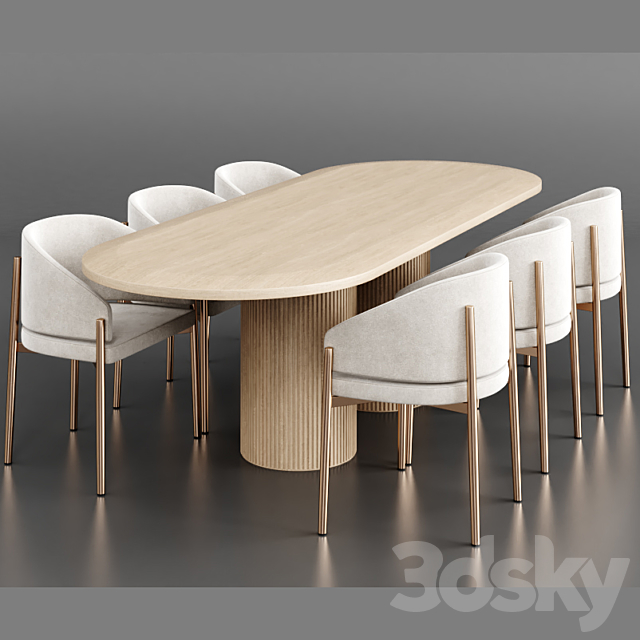 Dinning set 12 3DSMax File - thumbnail 3