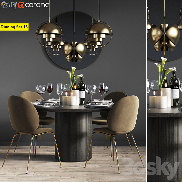 Dinning Set 13 3DS Max - thumbnail 1