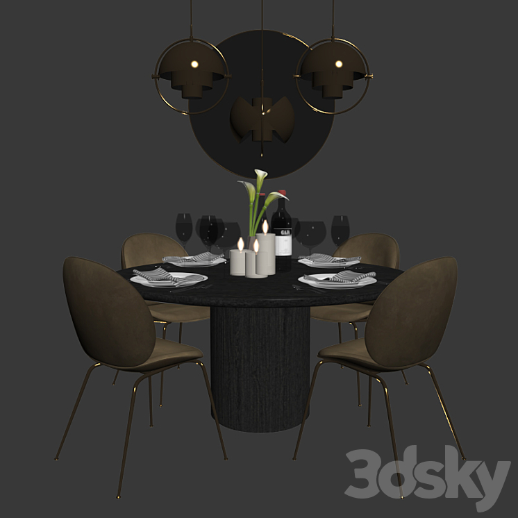 Dinning Set 13 3DS Max - thumbnail 2