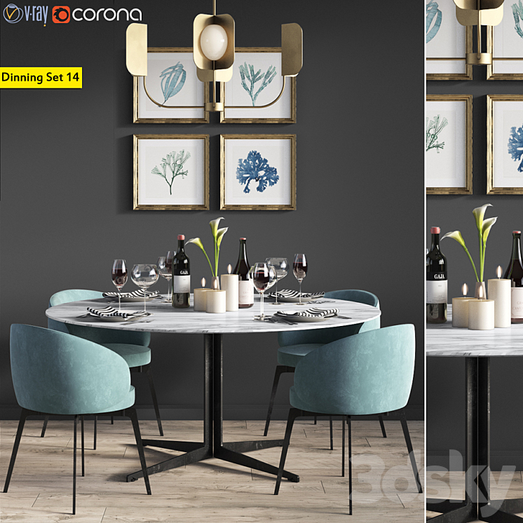 Dinning Set 14 3DS Max - thumbnail 1