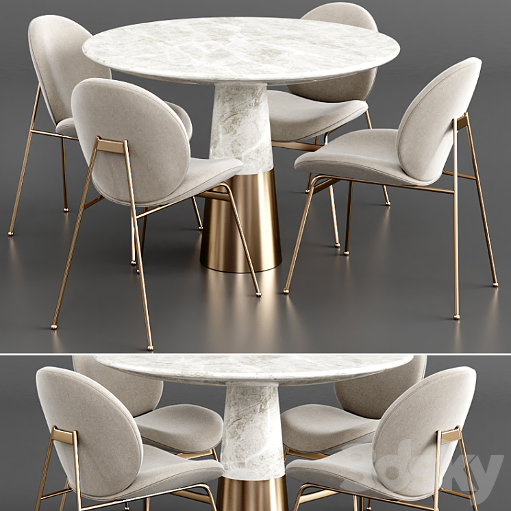 Dinning set 14 3DS Max - thumbnail 1