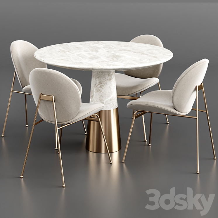 Dinning set 14 3DS Max - thumbnail 2