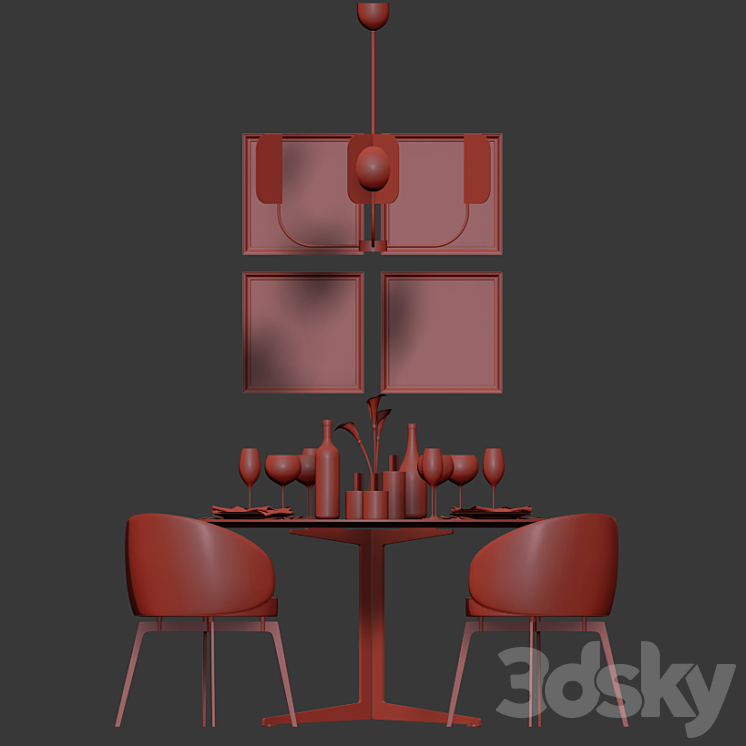 Dinning Set 14 3DS Max - thumbnail 2