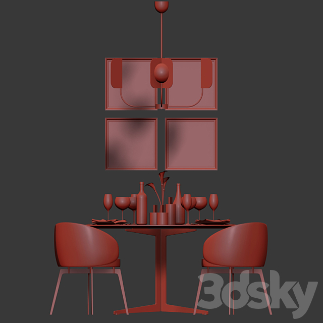 Dinning Set 14 3DSMax File - thumbnail 2