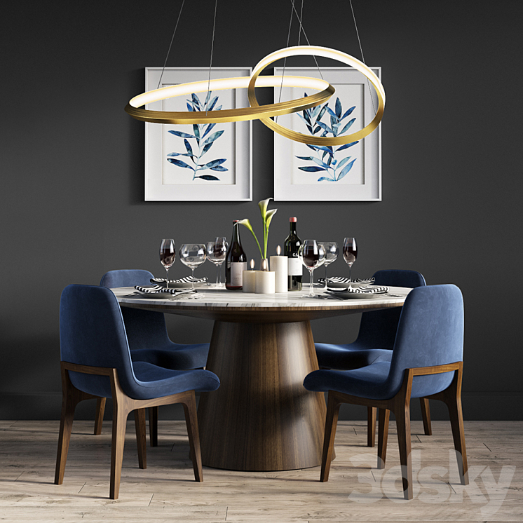 Dinning Set 15 3DS Max - thumbnail 2