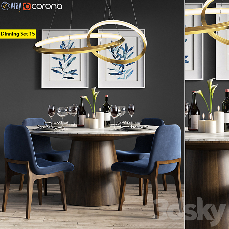 Dinning Set 15 3DS Max - thumbnail 1