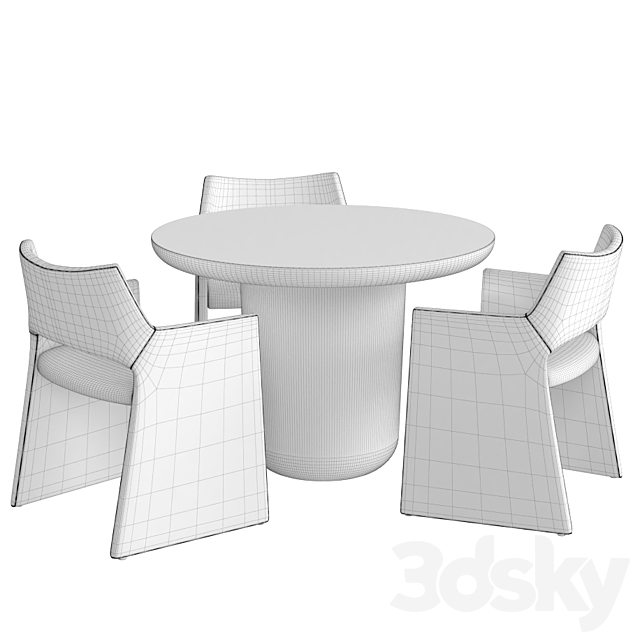 Dinning set 15 3DS Max Model - thumbnail 4