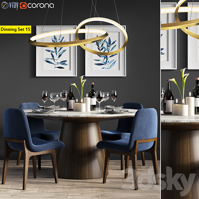 Dinning Set 15 3DSMax File - thumbnail 1