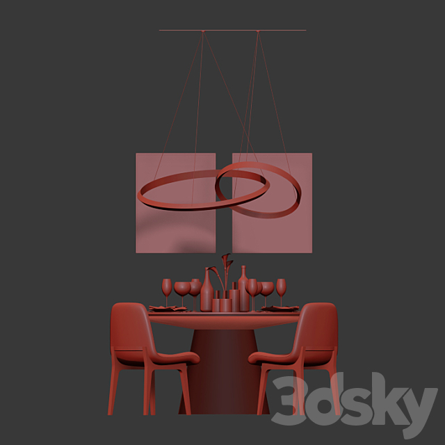 Dinning Set 15 3DSMax File - thumbnail 3