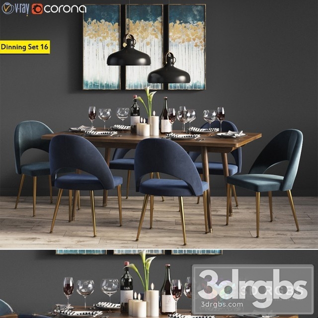 Dinning Set 16 3dsmax Download - thumbnail 1