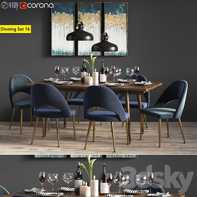 Dinning Set 16 3DSMax File - thumbnail 1