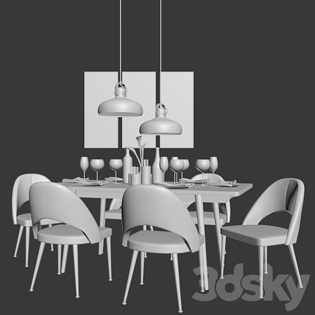 Dinning Set 16 3DSMax File - thumbnail 3