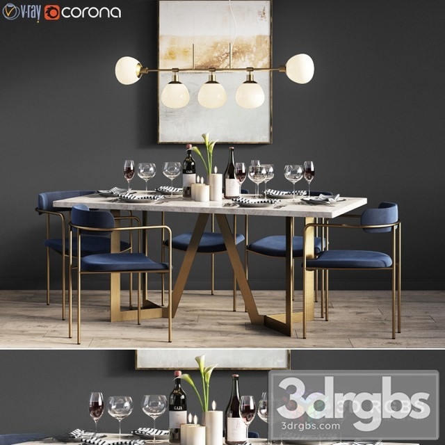 Dinning Set 17 3dsmax Download - thumbnail 1