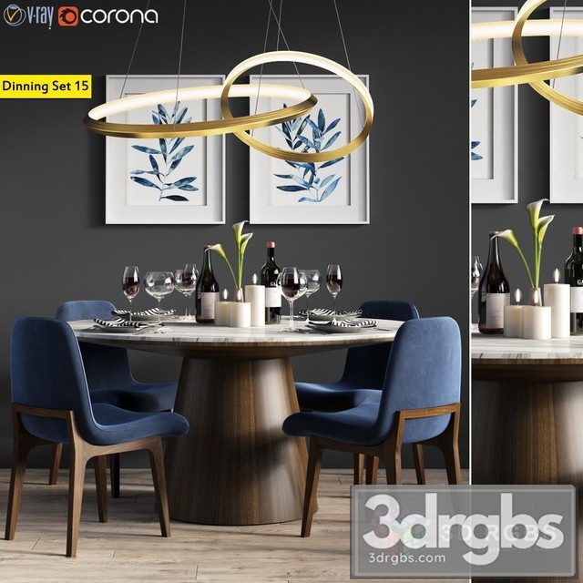 Dinning Set 18 3dsmax Download - thumbnail 1