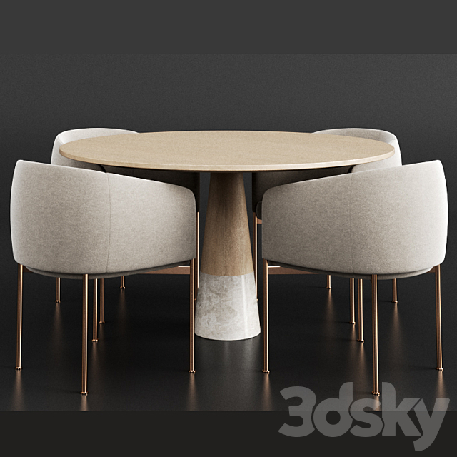 Dinning set 2 3DS Max Model - thumbnail 2