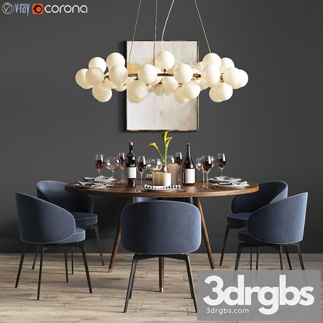 Dinning Set 2 3dsmax Download - thumbnail 1