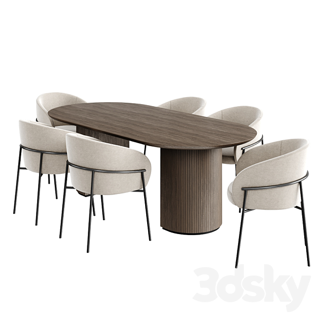 Dinning set 21 3DS Max Model - thumbnail 2