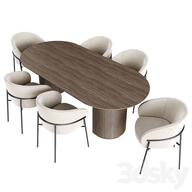 Dinning set 21 3DS Max Model - thumbnail 3