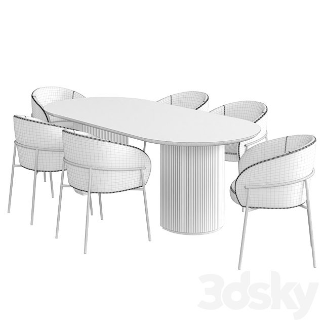 Dinning set 21 3DS Max Model - thumbnail 4