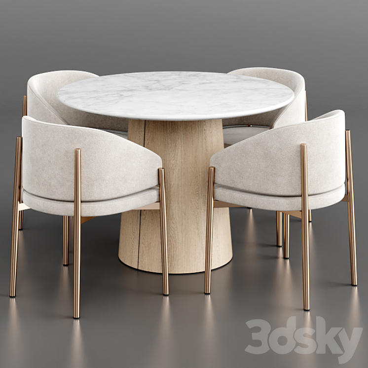 Dinning set 23 3DS Max - thumbnail 2