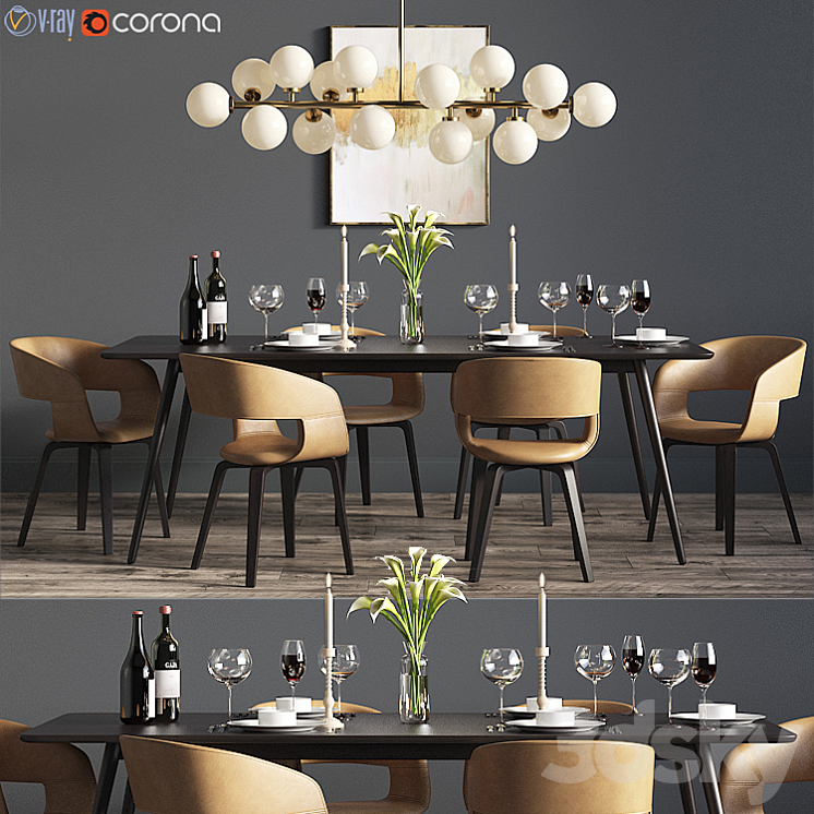 Dinning Set 24 3DS Max - thumbnail 1