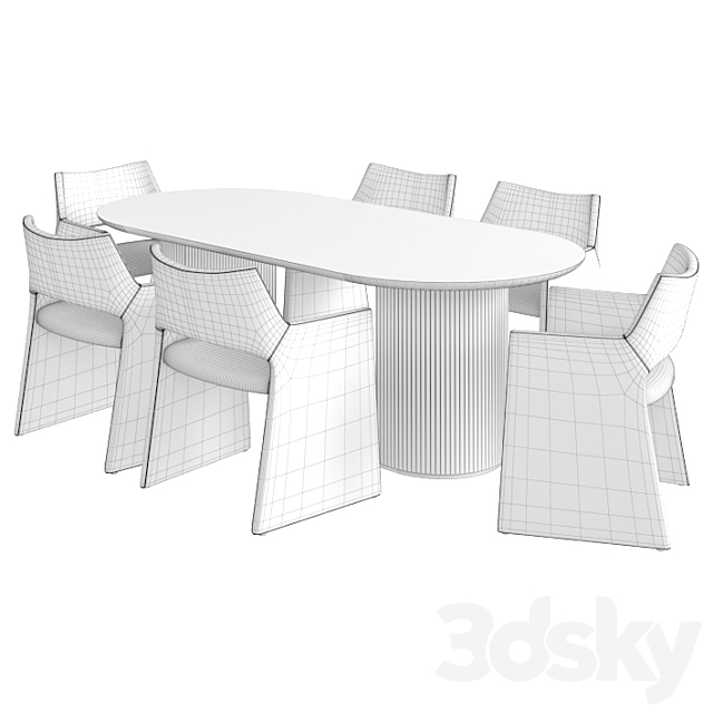 Dinning set 24 3DS Max Model - thumbnail 2