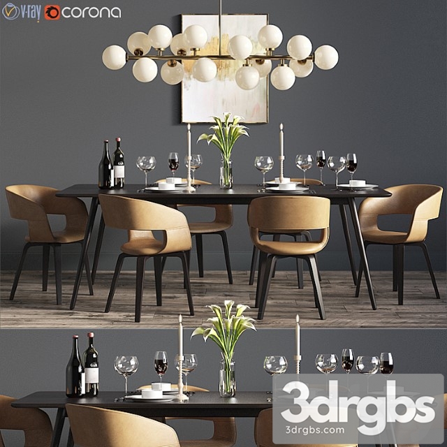 Dinning Set 24 3dsmax Download - thumbnail 1