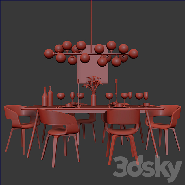 Dinning Set 24 3DSMax File - thumbnail 3