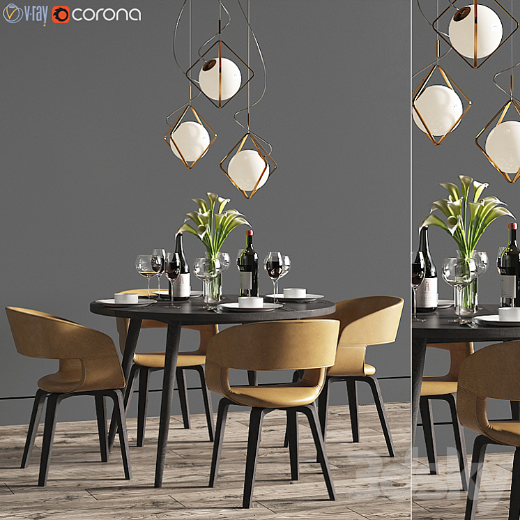 Dinning Set 25 3DS Max - thumbnail 1