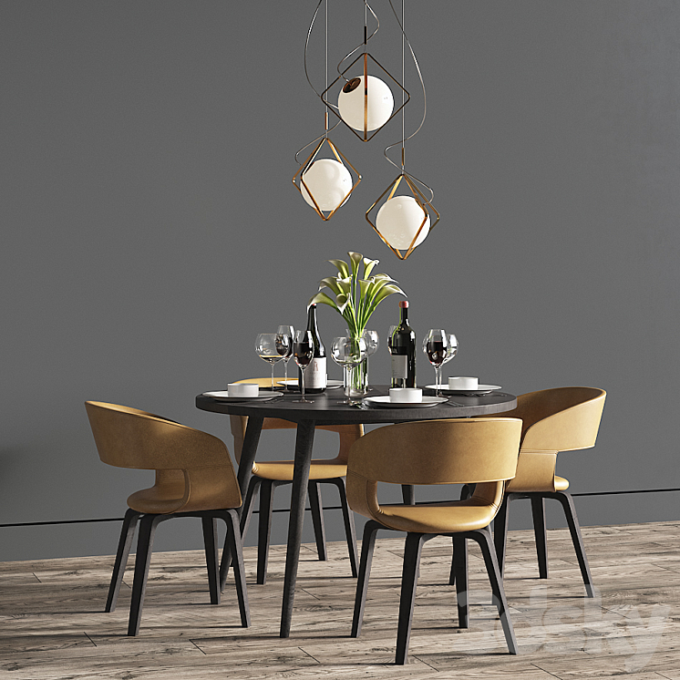 Dinning Set 25 3DS Max - thumbnail 2