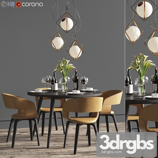 Dinning Set 25 3dsmax Download - thumbnail 1