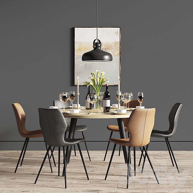 Dinning Set 27 3DS Max Model - thumbnail 3