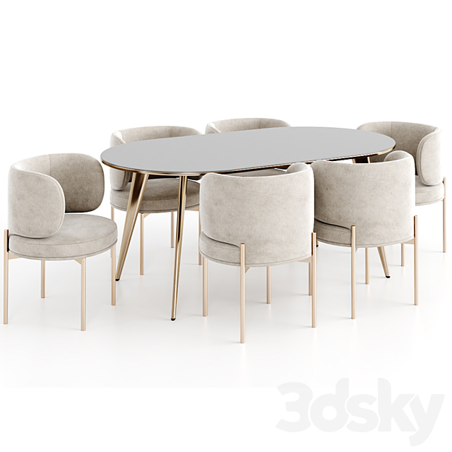 Dinning set 29 3DS Max Model - thumbnail 2