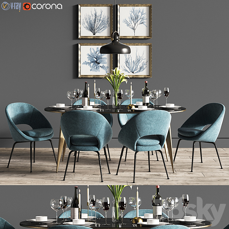 Dinning Set 30 3DS Max - thumbnail 1