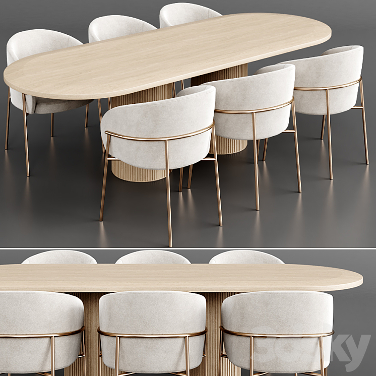 Dinning set 36 3DS Max Model - thumbnail 1