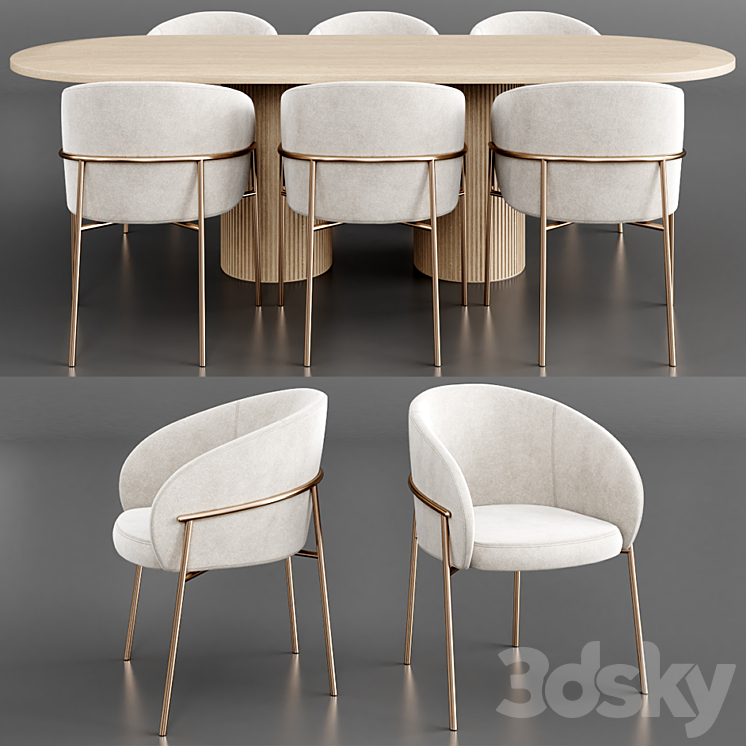 Dinning set 36 3DS Max Model - thumbnail 2